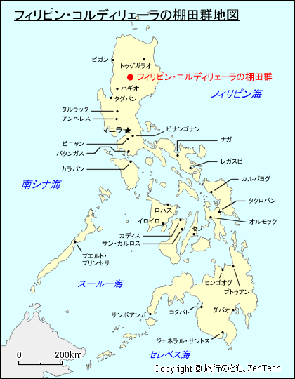 フィリピン・コルディリェーラの棚田群地図