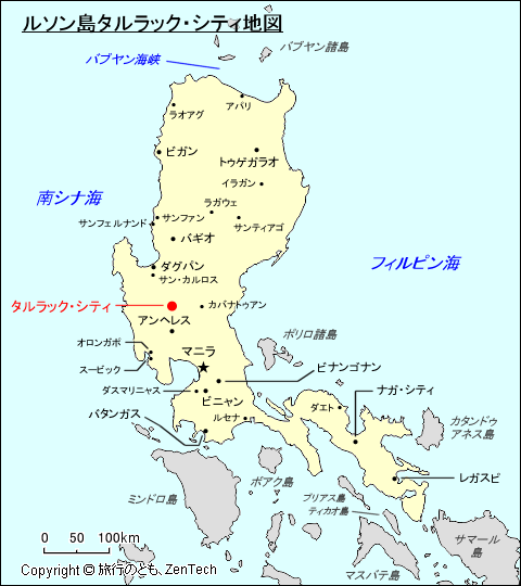 ルソン島タルラック・シティ地図