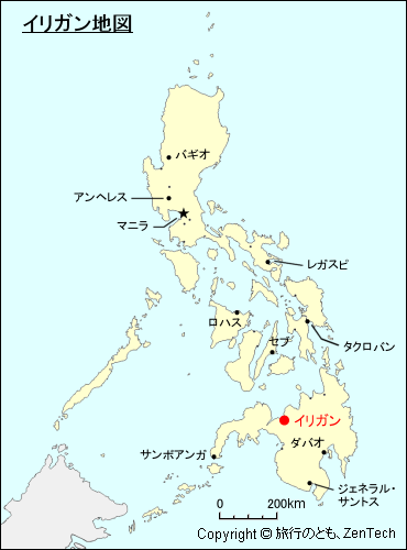 フィリピンにおけるイリガン・シティ地図