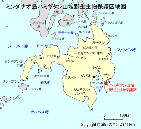 ミンダナオ島ハミギタン山域野生生物保護区地図
