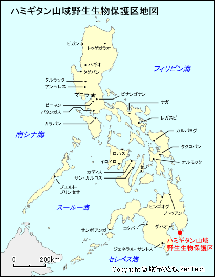 ハミギタン山域野生生物保護区地図