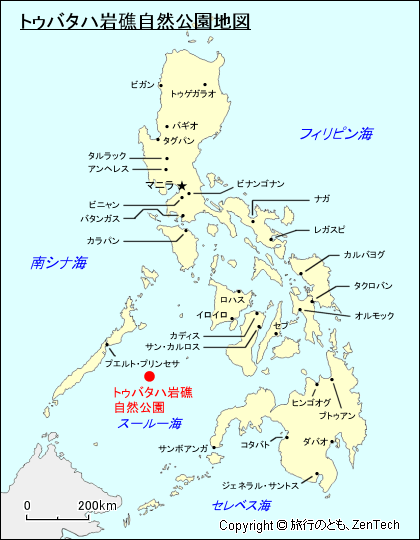 トゥバタハ岩礁自然公園地図