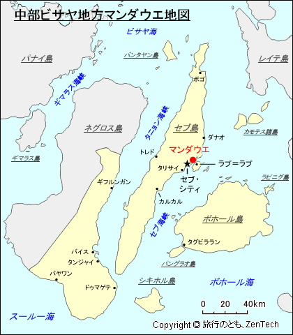 中部ビサヤ地方マンダウエ地図