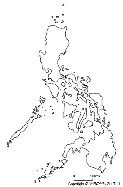 海岸線のみフィリピン白地図