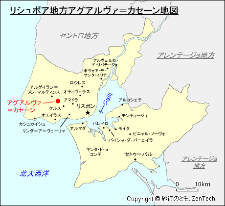 リシュボア地方アグアルヴァ＝カセーン地図