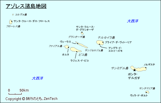 アゾレス諸島地図