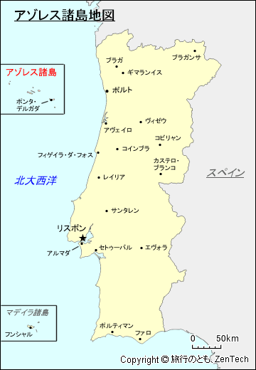 アゾレス諸島地図