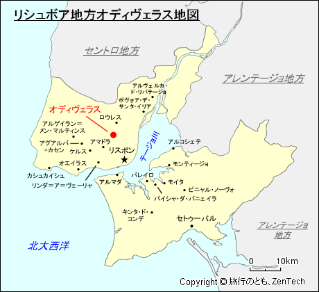 リシュボア地方オディヴェラス地図