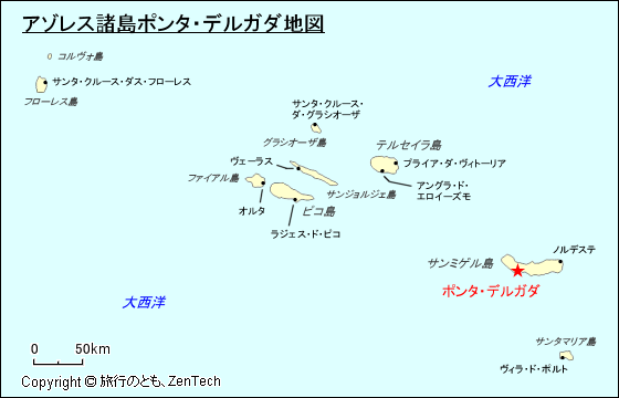 アゾレス諸島ポンタ・デルガダ地図