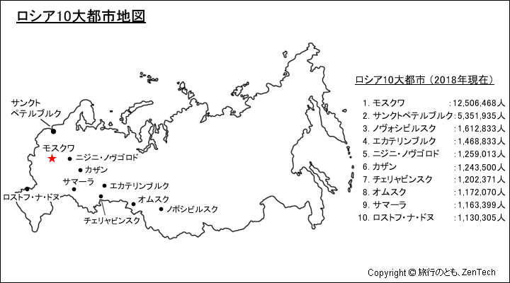 ロシア連邦 10大都市地図 旅行のとも Zentech