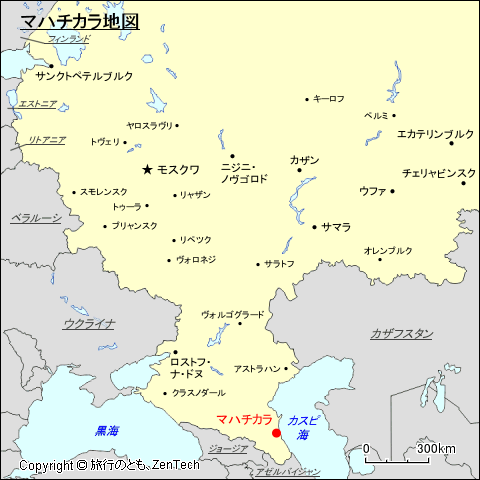 ヨーロッパ・ロシア地域マハチカラ地図