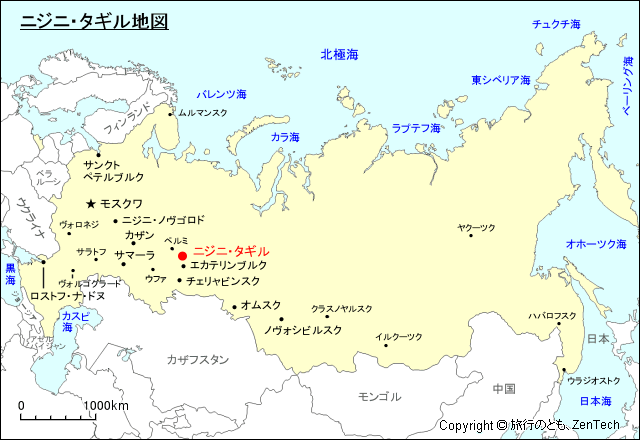 ロシア連邦 ニジニ タギル地図 旅行のとも Zentech