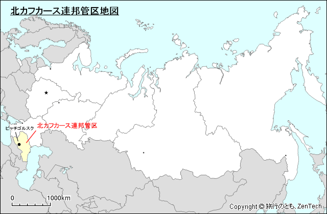 北カフカース連邦管区地図