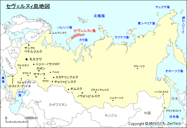 セヴェルヌィ島地図