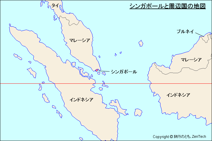 シンガポールと周辺国の地図