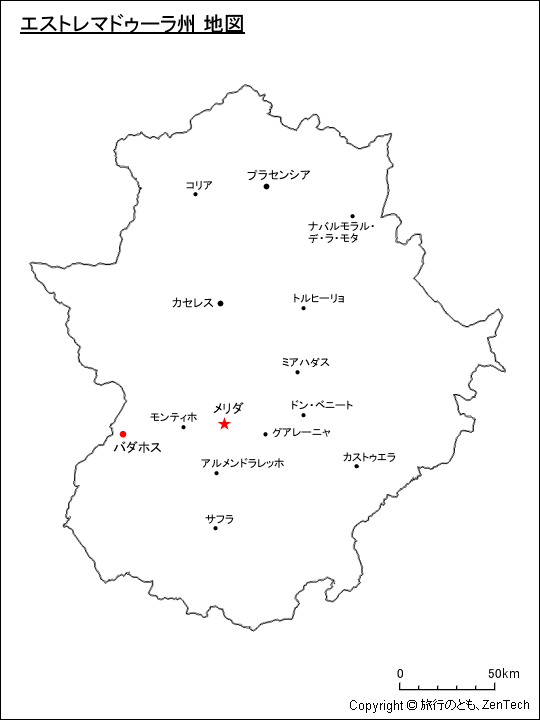 エストレマドゥーラ州 地図