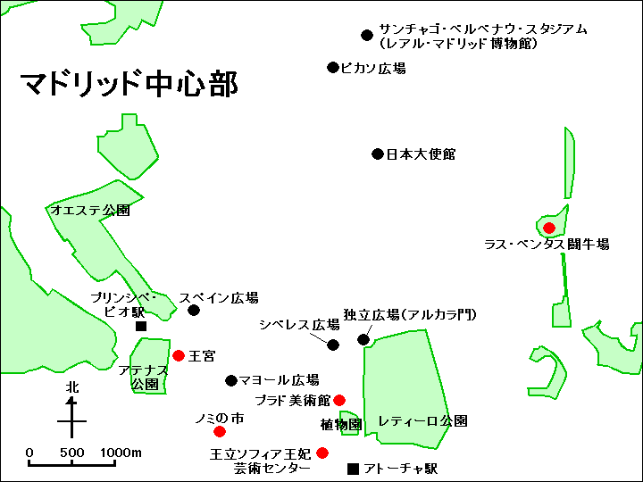 マドリッド中心部地図