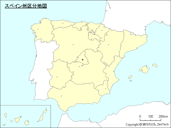 スペイン州区分地図 旅行のとも Zentech