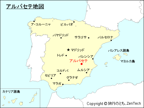 スペインにおけるアルバセテ地図