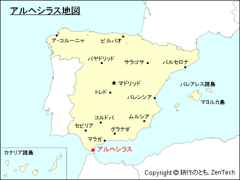 スペインにおけるアルヘシラス地図