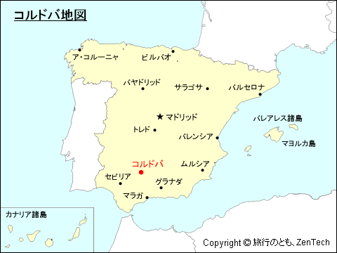 スペインにおけるコルドバ地図