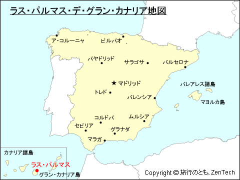 スペインにおけるラス・パルマス・デ・グラン・カナリア地図