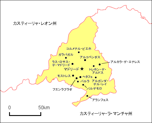 マドリッド州周辺地図