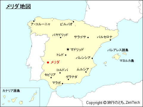 スペインにおけるメリダ地図