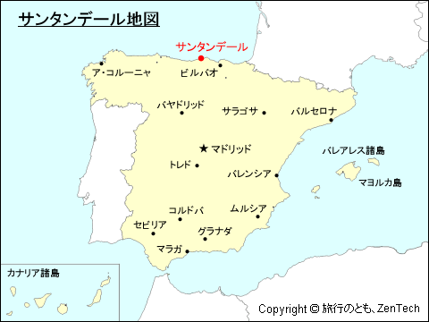 スペインにおけるサンタンデール地図