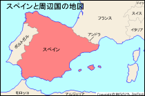 スペインと周辺国の地図