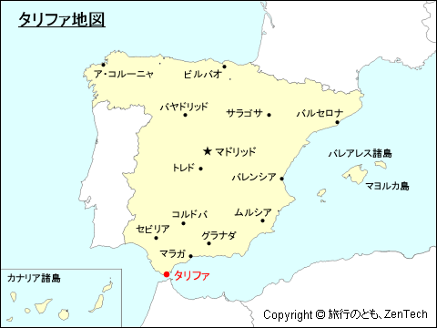 スペインにおけるタリファ地図