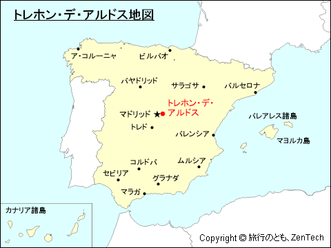 スペインにおけるトレホン・デ・アルドス地図