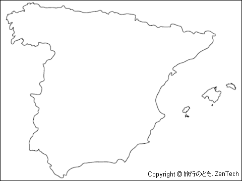 スペイン白地図(中サイズ)