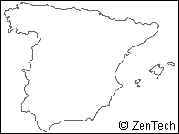 国境線のみスペイン白地図