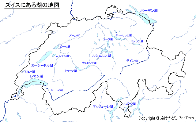 スイス湖地図