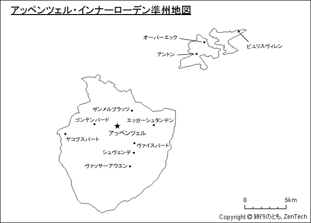 アッペンツェル・インナーローデン準州地図