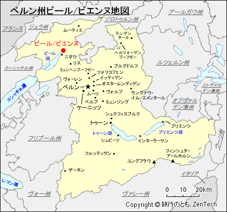 ベルン州ビール/ビエンヌ地図