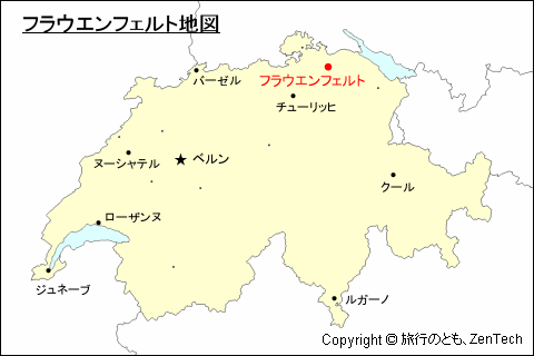 スイスにおけるフラウエンフェルト地図