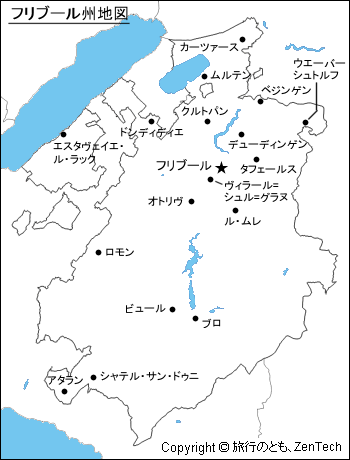 フリブール州地図