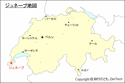 スイスにおけるジュネーブ地図