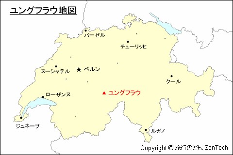 スイスにおけるユングフラウ地図