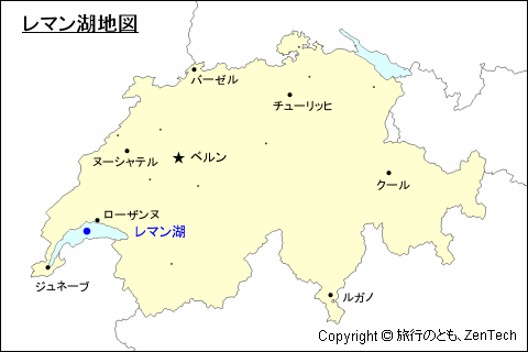 スイスにおけるレマン湖地図