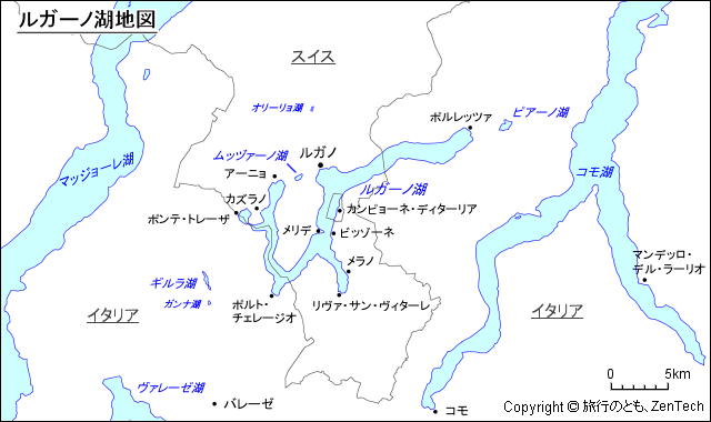 ルガーノ湖地図