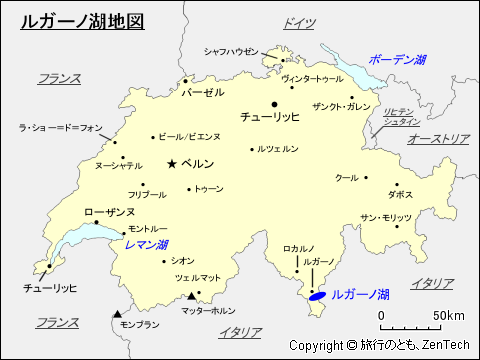 ルガーノ湖地図