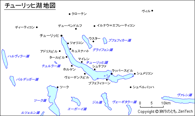 チューリッヒ湖地図