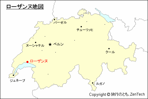 スイスにおけるローザンヌ地図