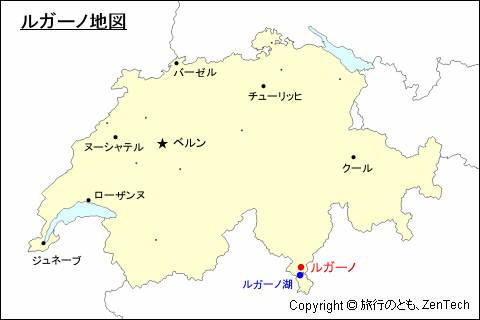 スイスにおけるルガーノ地図