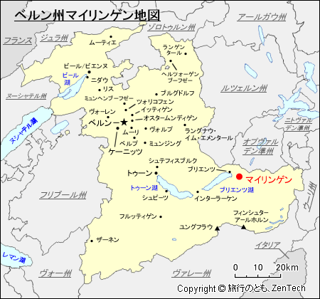 ベルン州マイリンゲン地図