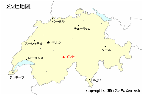 スイスにおけるメンヒ地図