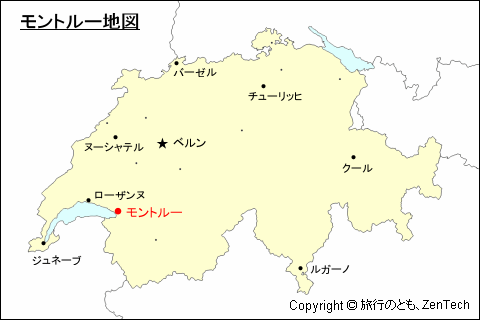 スイスにおけるモントルー地図